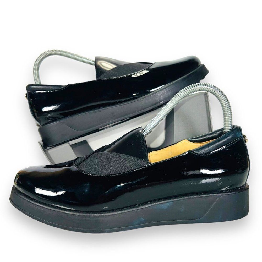 Ukies Patent Leather‎ Slip-on Wedge Comfort Shoes Black Women's 8